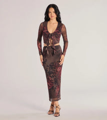 Wild Blossom Abstract Print Maxi Skirt