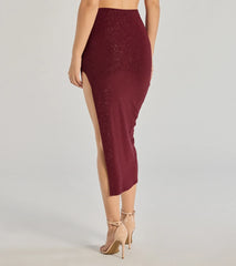 Glitzy Affair High-Slit Glitter Midi Skirt