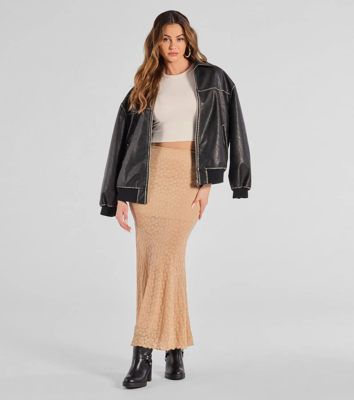 Boho Beauty Floral Lace Maxi Skirt