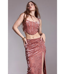 Forever In Love Floral Velvet Burnout Midi Skirt