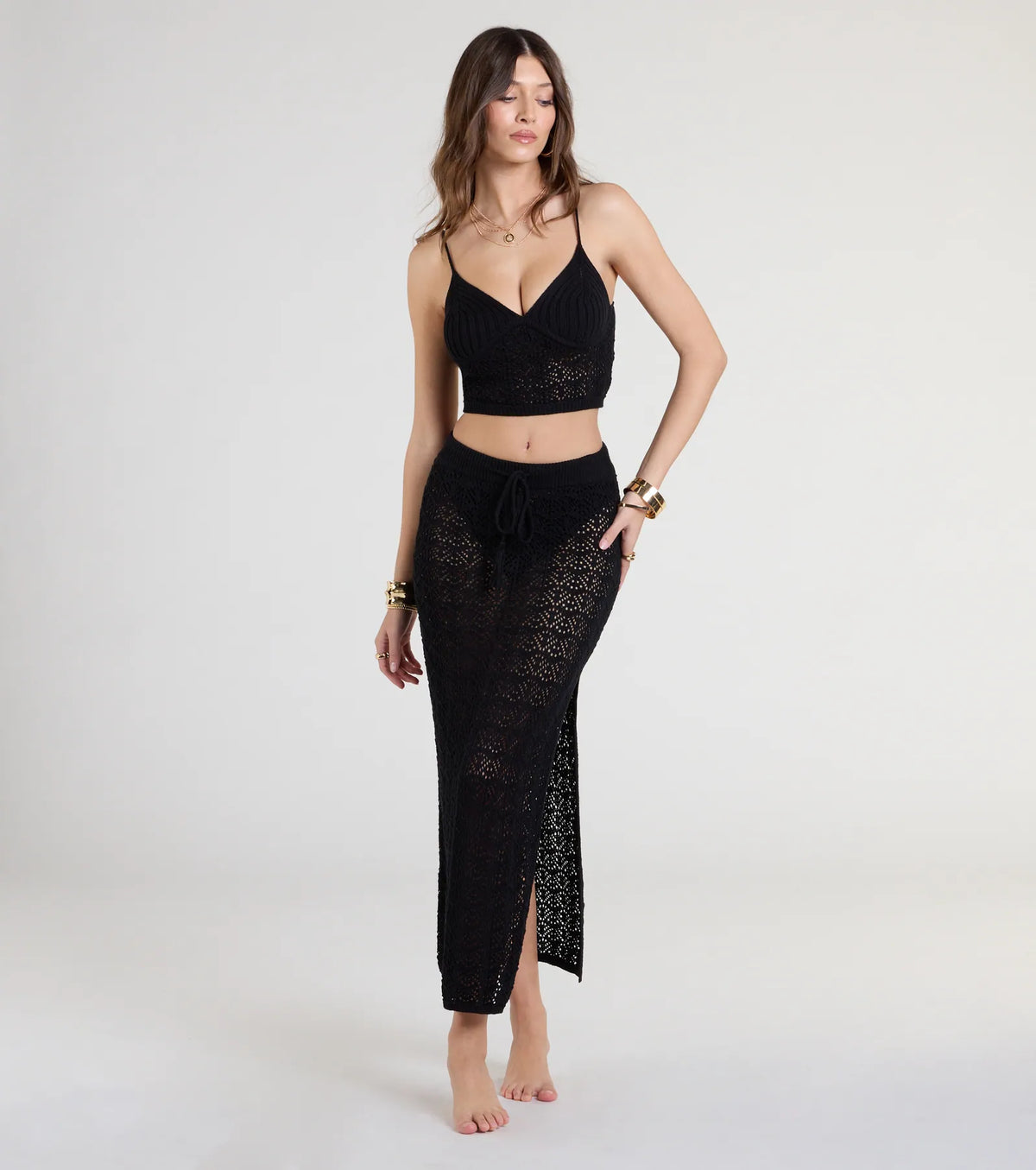 Bohemian Vibes Crochet Knit Maxi Skirt