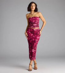 Sultry Bloom Floral Mesh Maxi Skirt