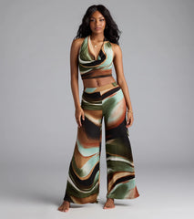 Sultry Effect Abstract Wide-Leg Pants