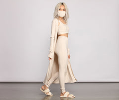 High Waist Basic Ribbed Knit Leggings