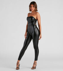 Bae O'clock Strapless Lace-Up Jumpsuit
