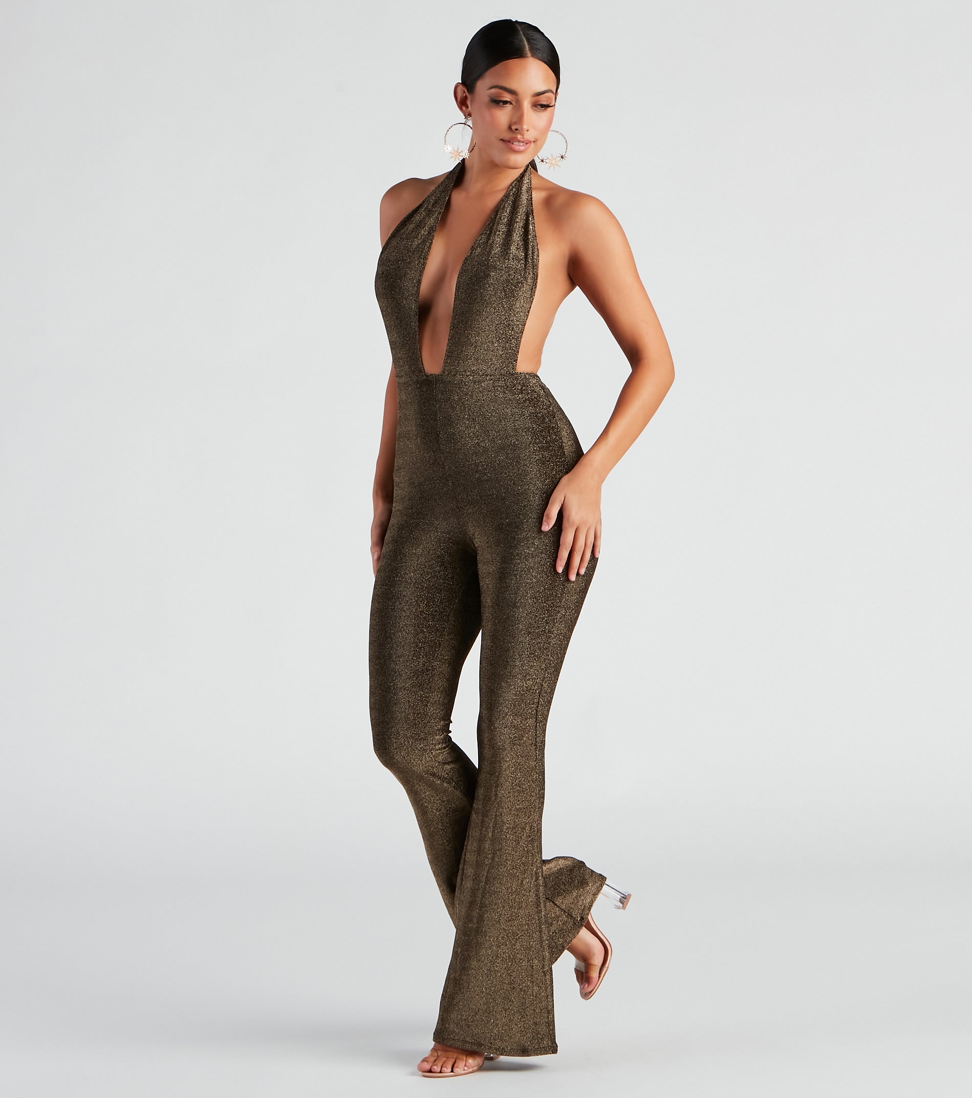 Enticing Love Glitter Halter Jumpsuit
