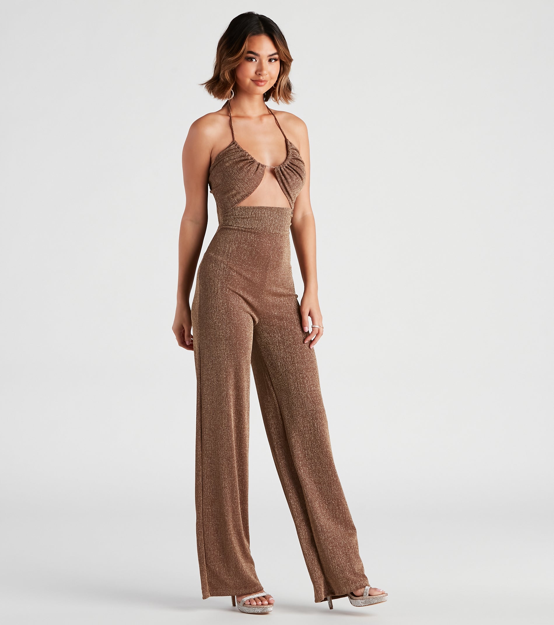 Miss Sparkle Halter Knit Jumpsuit