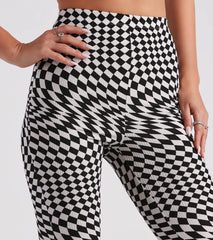 On Another Level Checkered Print Flare Pants