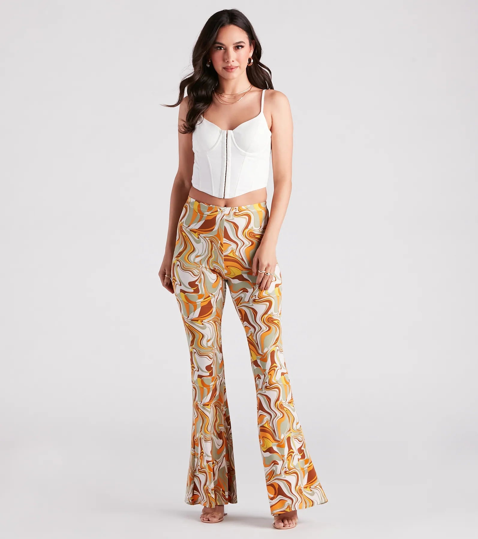 Swirl Of Attraction Printed Flare Pants