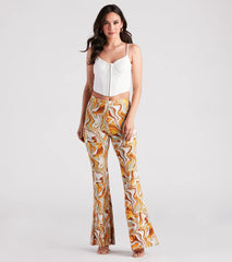 Swirl Of Attraction Printed Flare Pants
