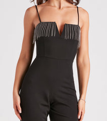 Make It Glam Rhinestone Fringe Jumpsuit
