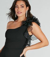 Editorial Babe One-Shoulder Ruffle Jumpsuit