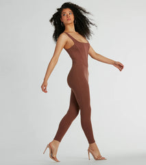 Chill Vibes Ribbed Knit Corset Catsuit
