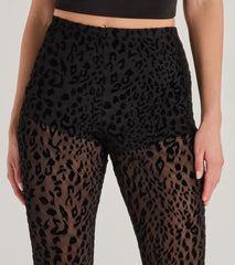 Chic In The Wild Cheetah Print Flared Mesh Pants