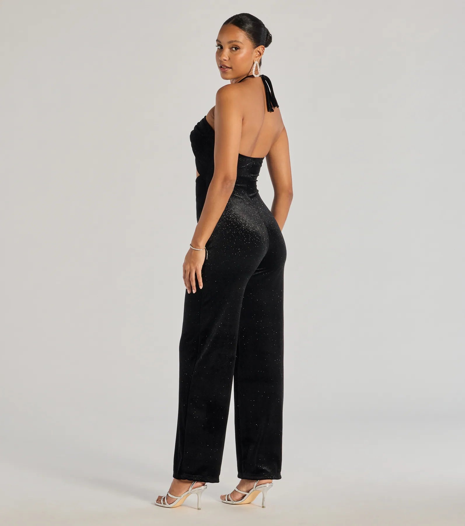 Here To Party Glitter Knit Cutout Jumpsuit
