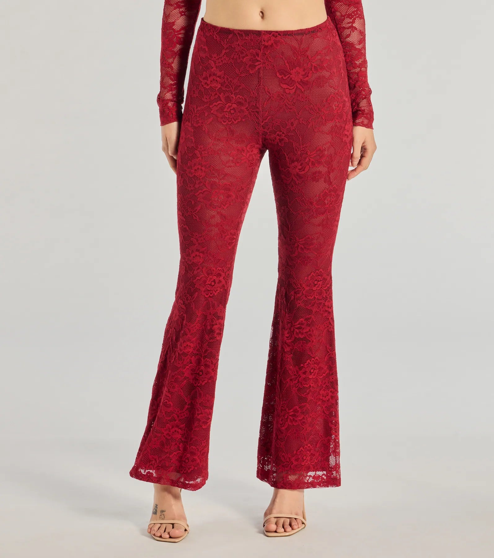 Delicate Flair Floral Lace Flared Pants