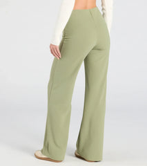She's All Business Wide-Leg Crepe Trouser Pants