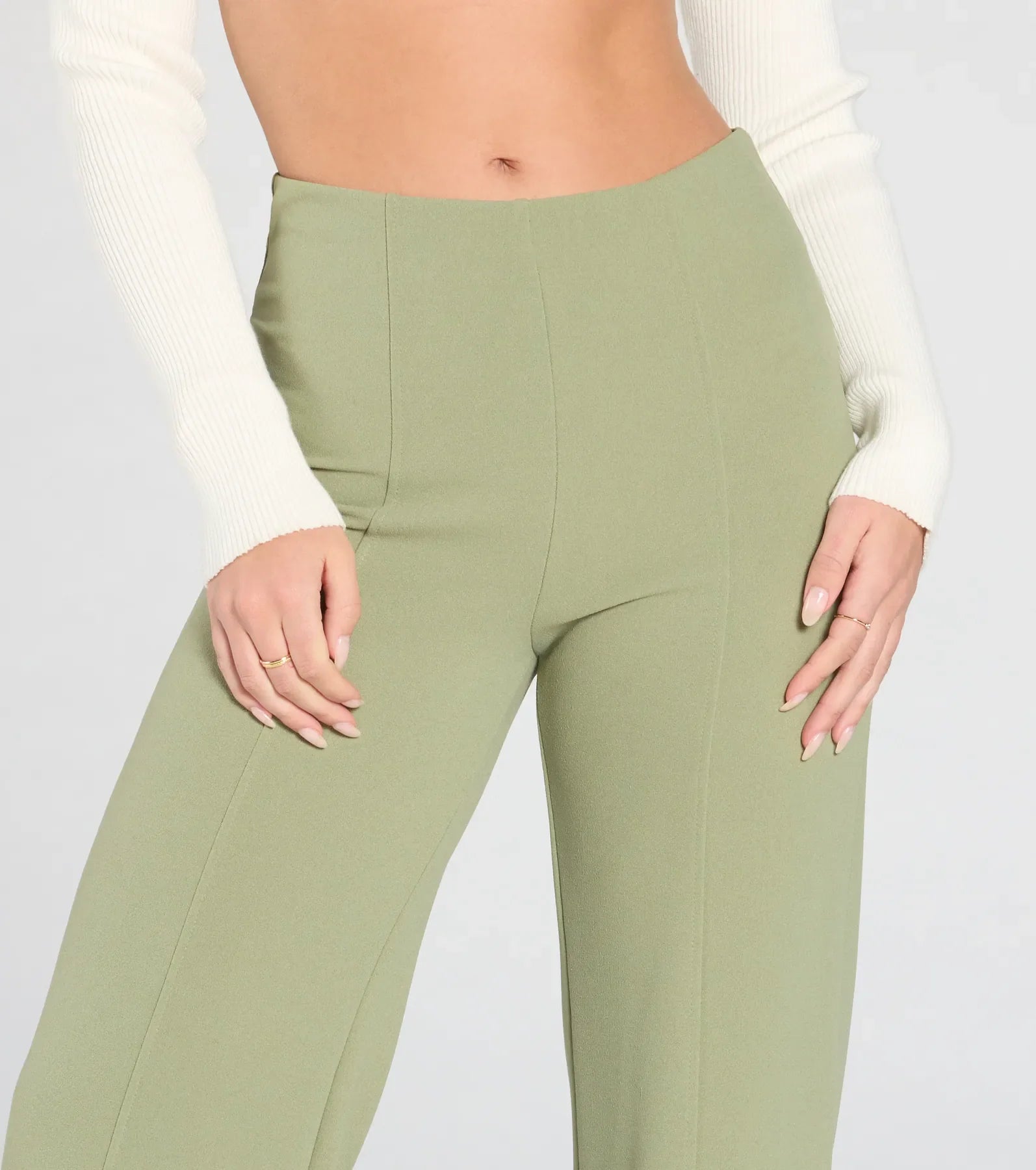 She's All Business Wide-Leg Crepe Trouser Pants