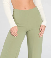 She's All Business Wide-Leg Crepe Trouser Pants
