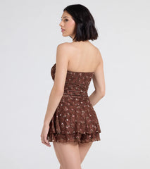 Smell The Roses Strapless Floral Lace Romper