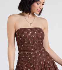 Smell The Roses Strapless Floral Lace Romper