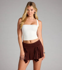 Serving Moves Ruched Hanky Hem Mini Skort