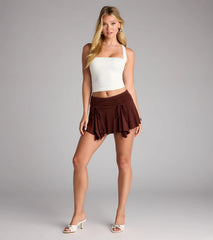 Serving Moves Ruched Hanky Hem Mini Skort