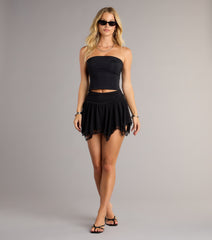 Pretty Edgy Lace Trim High Rise Skort
