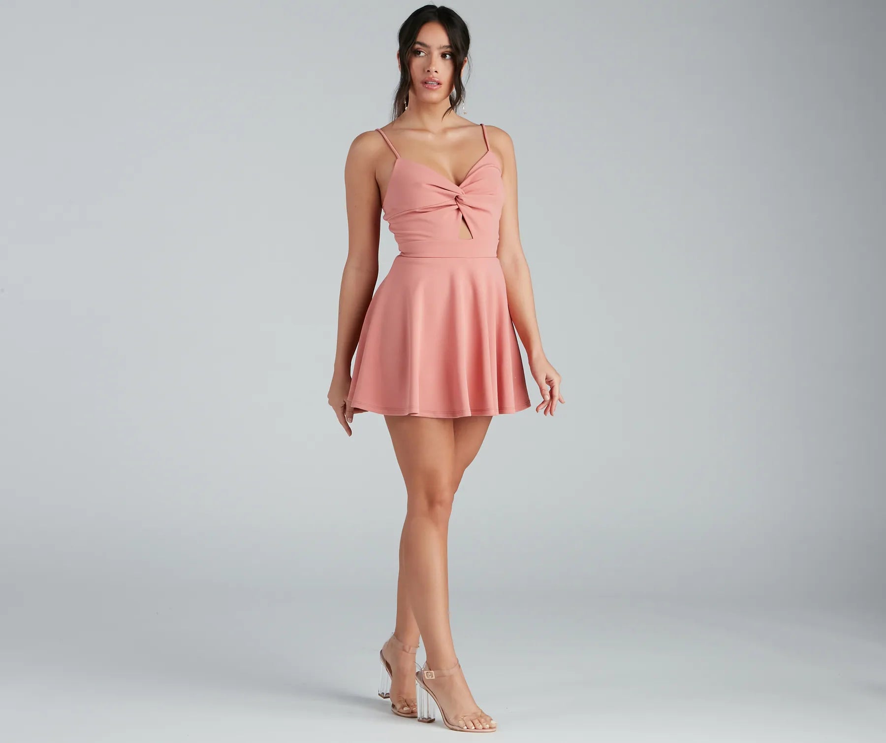 Trendy Twist-Front Skater Romper