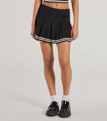 Preppy Please Striped Pleated Knit Skort