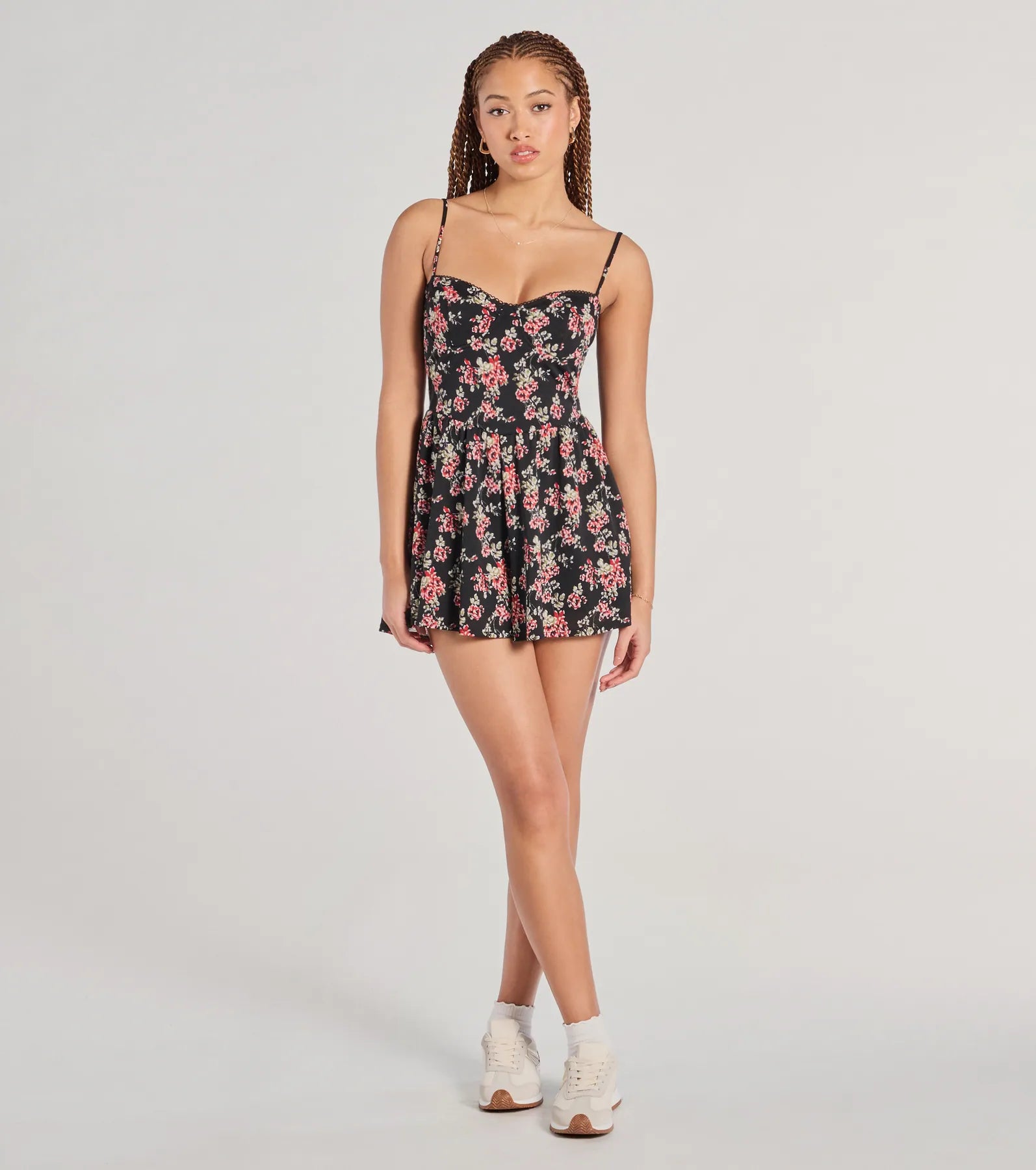 Thriving Allure Sweetheart Floral Romper