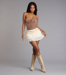 Charming Allure Drop Waist Tiered Lace Skort