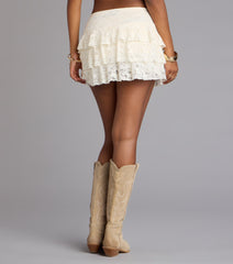 Charming Allure Drop Waist Tiered Lace Skort