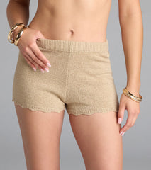 Feelin' Boho Scallop Hem Knit Hot Shorts