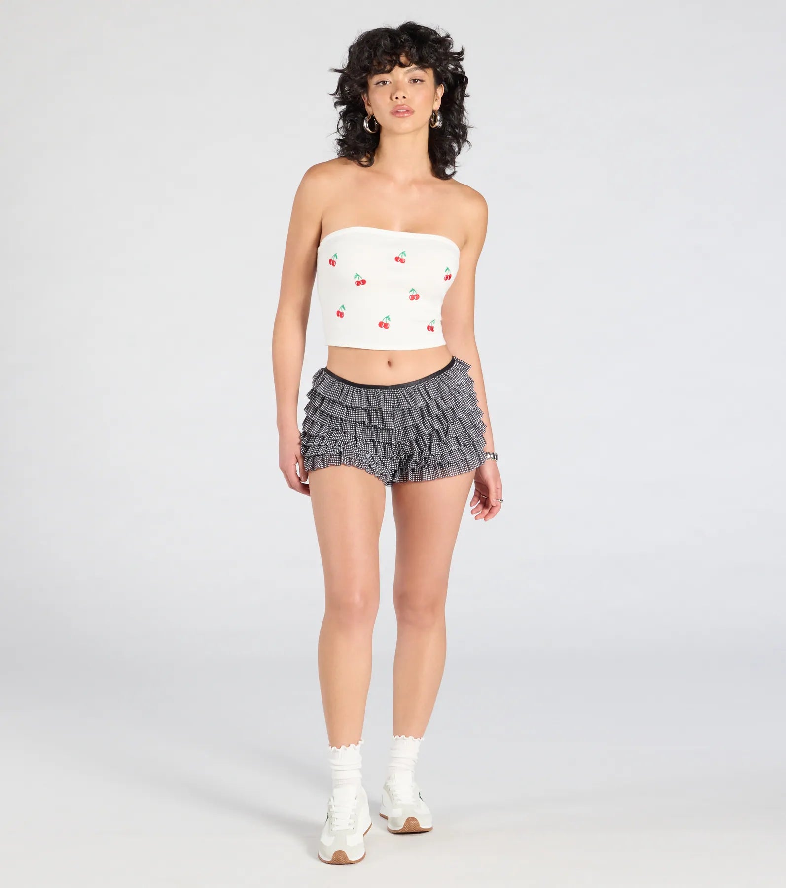 Chic Statement Gingham Ruffle Hot Shorts