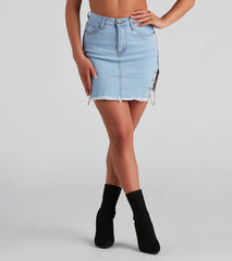 Harley Chain-Detail Denim Mini Skirt by Windsor Denim