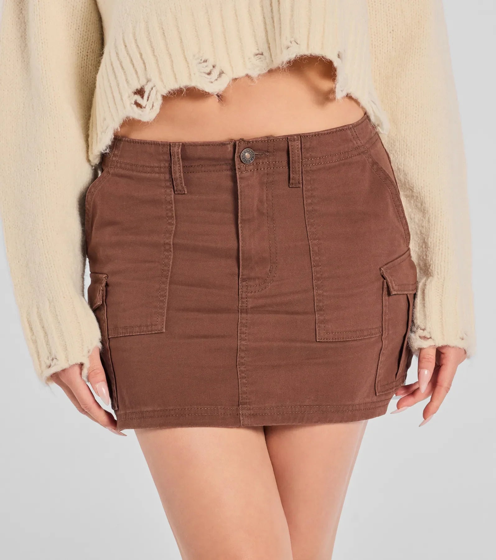 Casually Cool Mid-Rise Cargo Mini Skirt