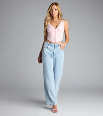 Too Cute to Handle Straight Leg Bow Denim Jeans