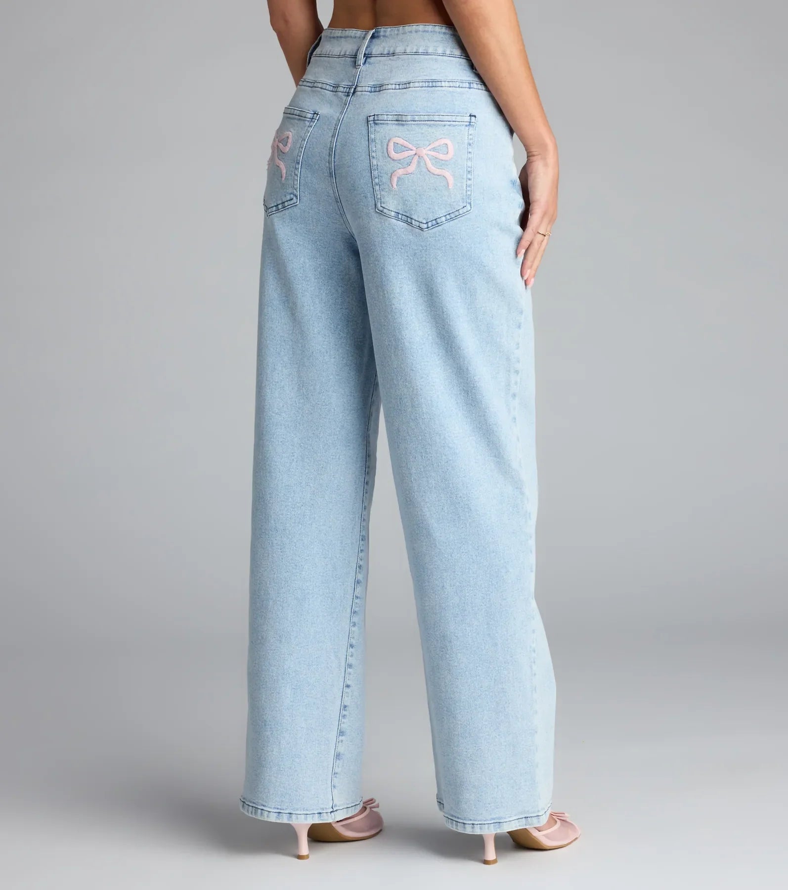 Too Cute to Handle Straight Leg Bow Denim Jeans