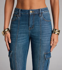 Cool Girl Cargo Mid Rise Flare Denim Jeans