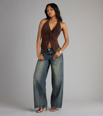 Off Duty Vibe Mid Rise Wide Leg Denim Jeans