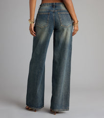 Off Duty Vibe Mid Rise Wide Leg Denim Jeans
