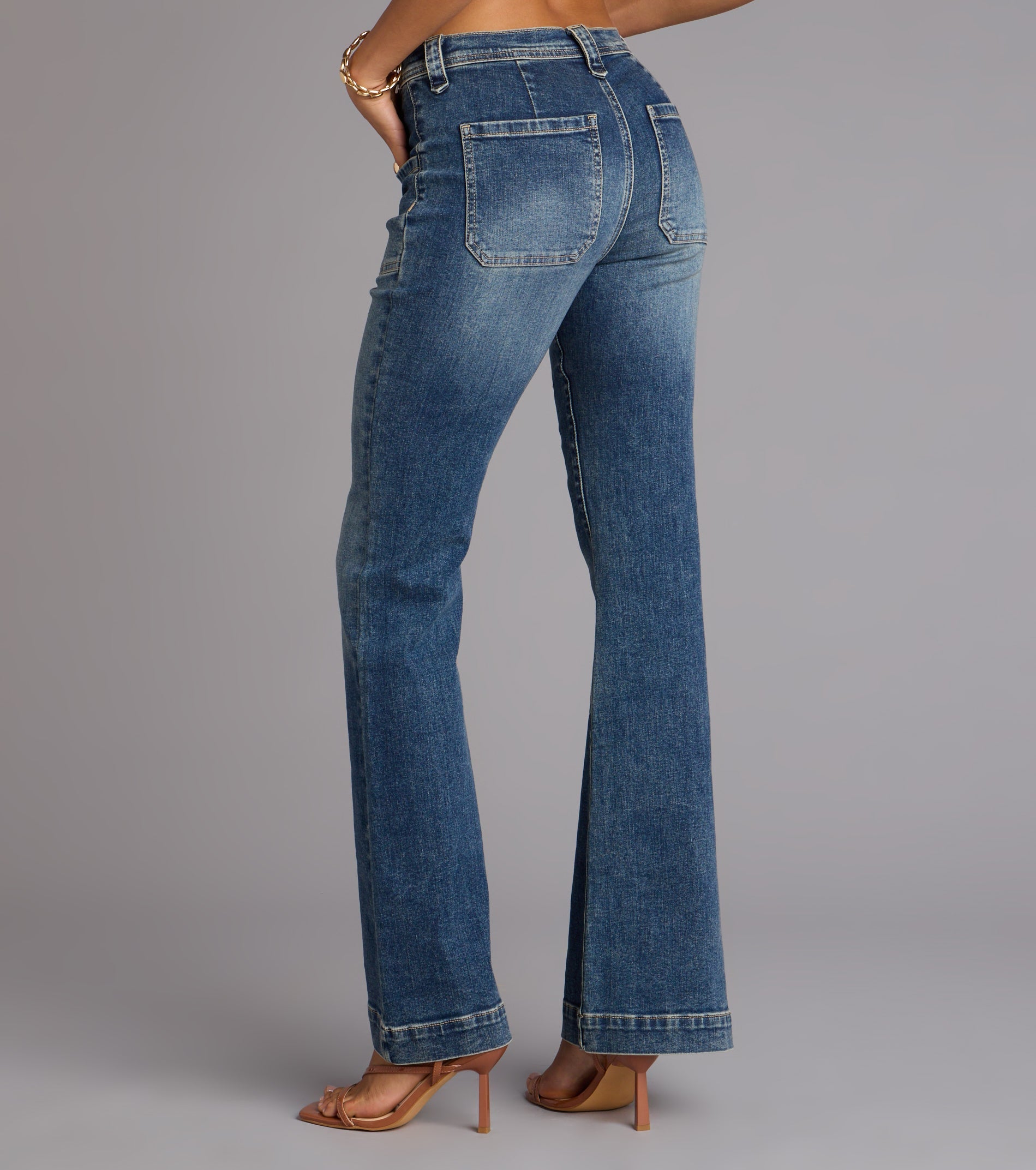 Street Flare Mid-Rise Flare Denim Jeans