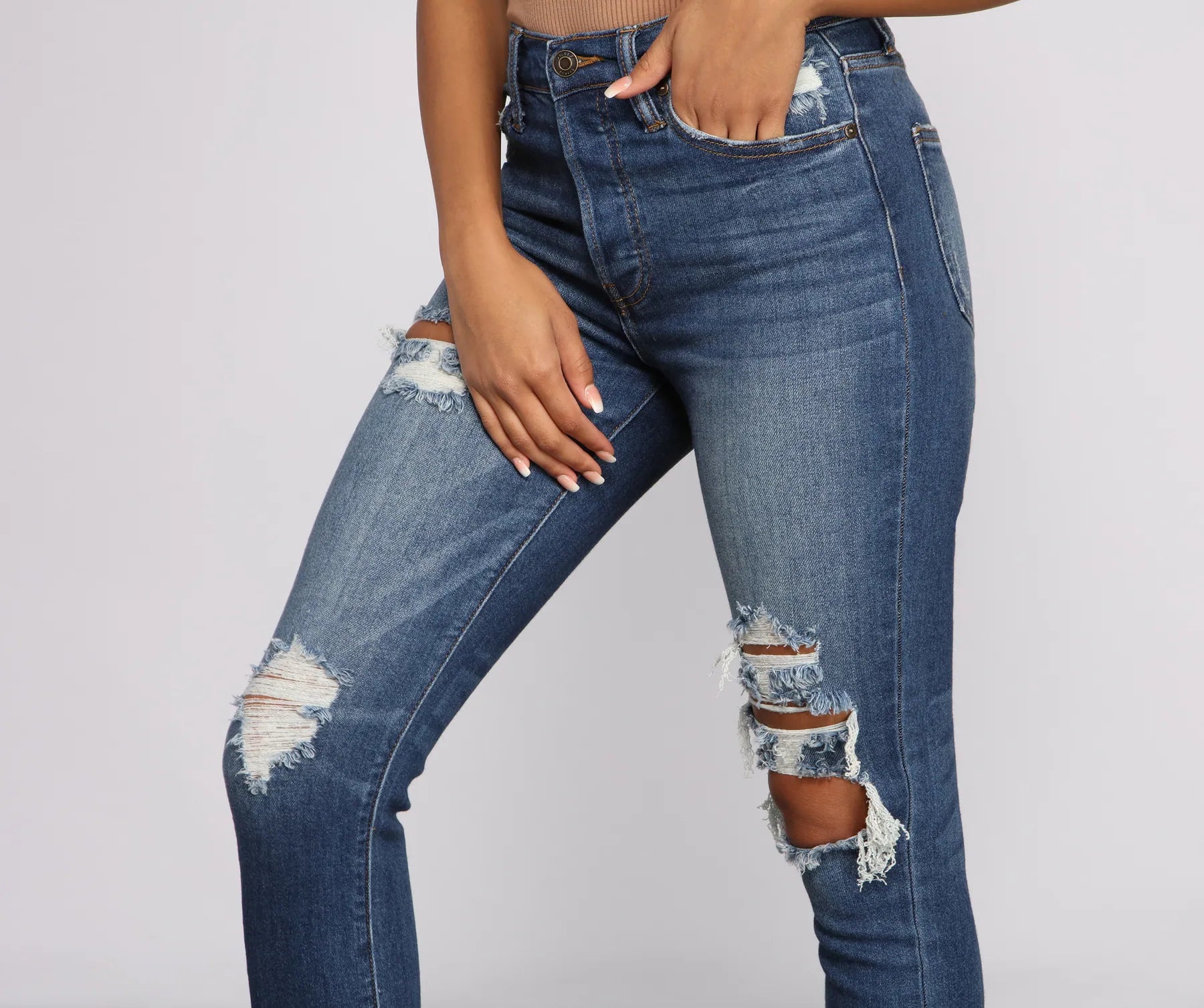Bella High Rise Distressed Skinny Jeans