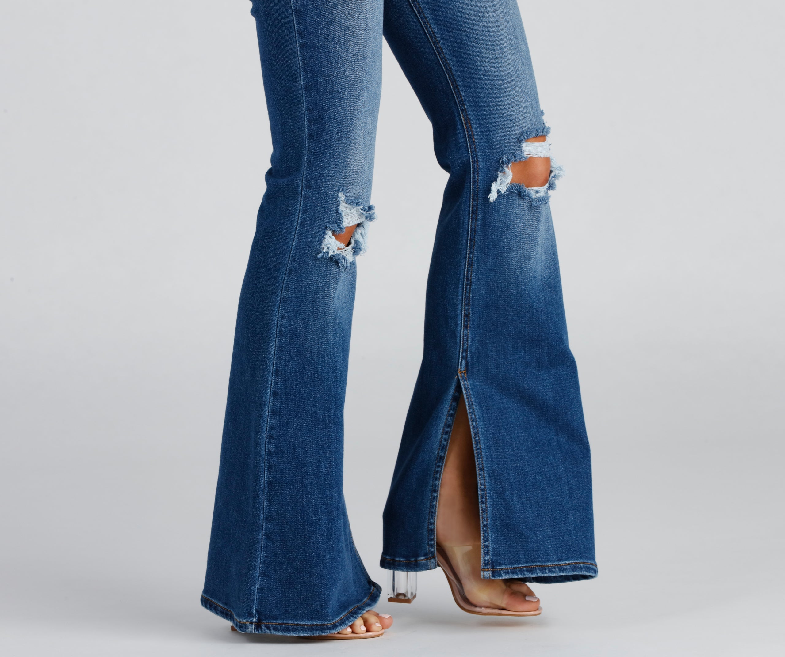 Total Flare High-Rise Distressed Jeans
