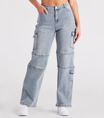 Straight To It High-Rise Cargo Denim Jeans