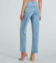 She Glistens High-Rise Rhinestone Denim Jeans