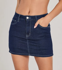 Admirable Aesthetic Mid-Rise Denim Skort
