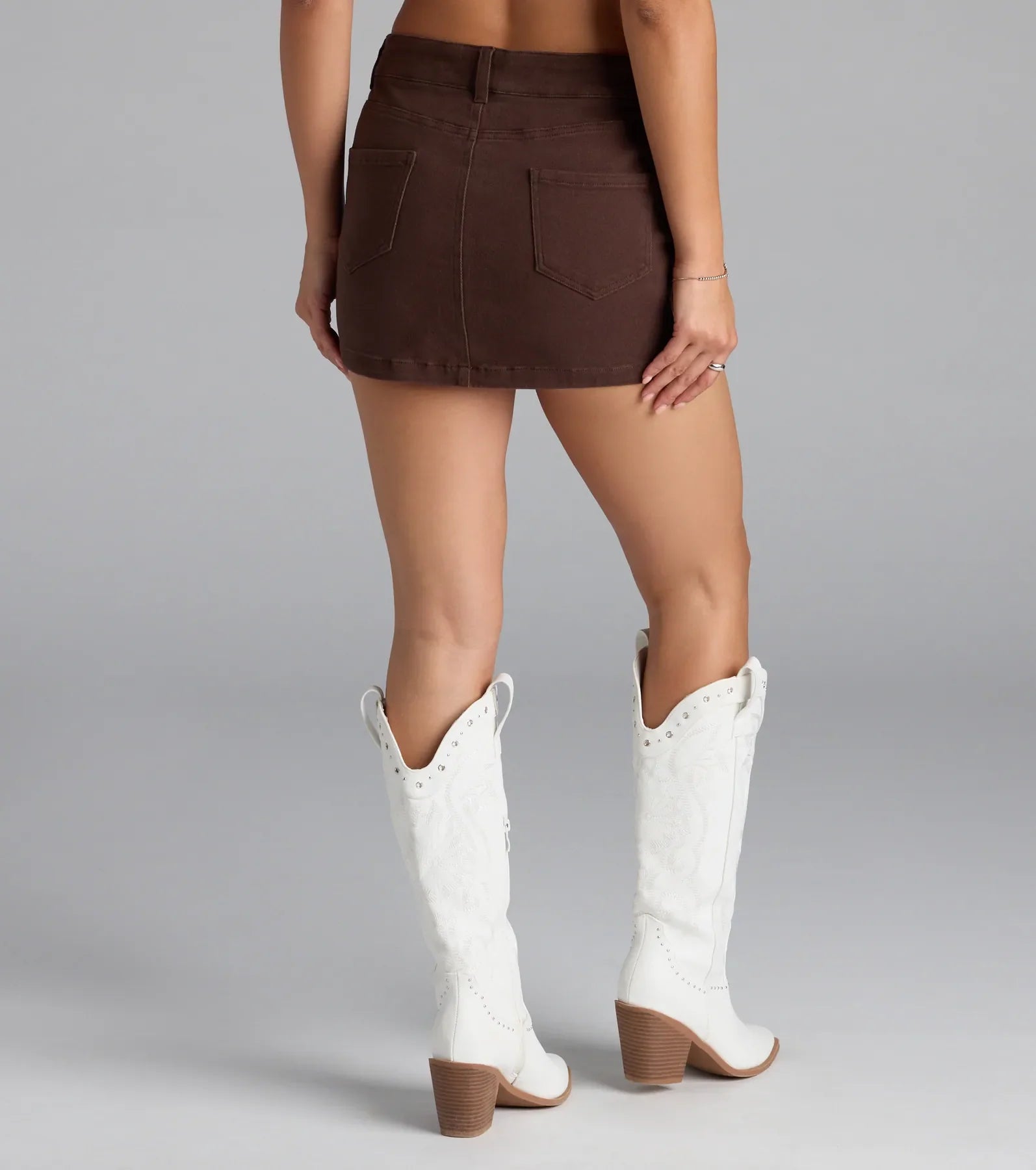 Going Somewhere Mid-Rise Denim Skort