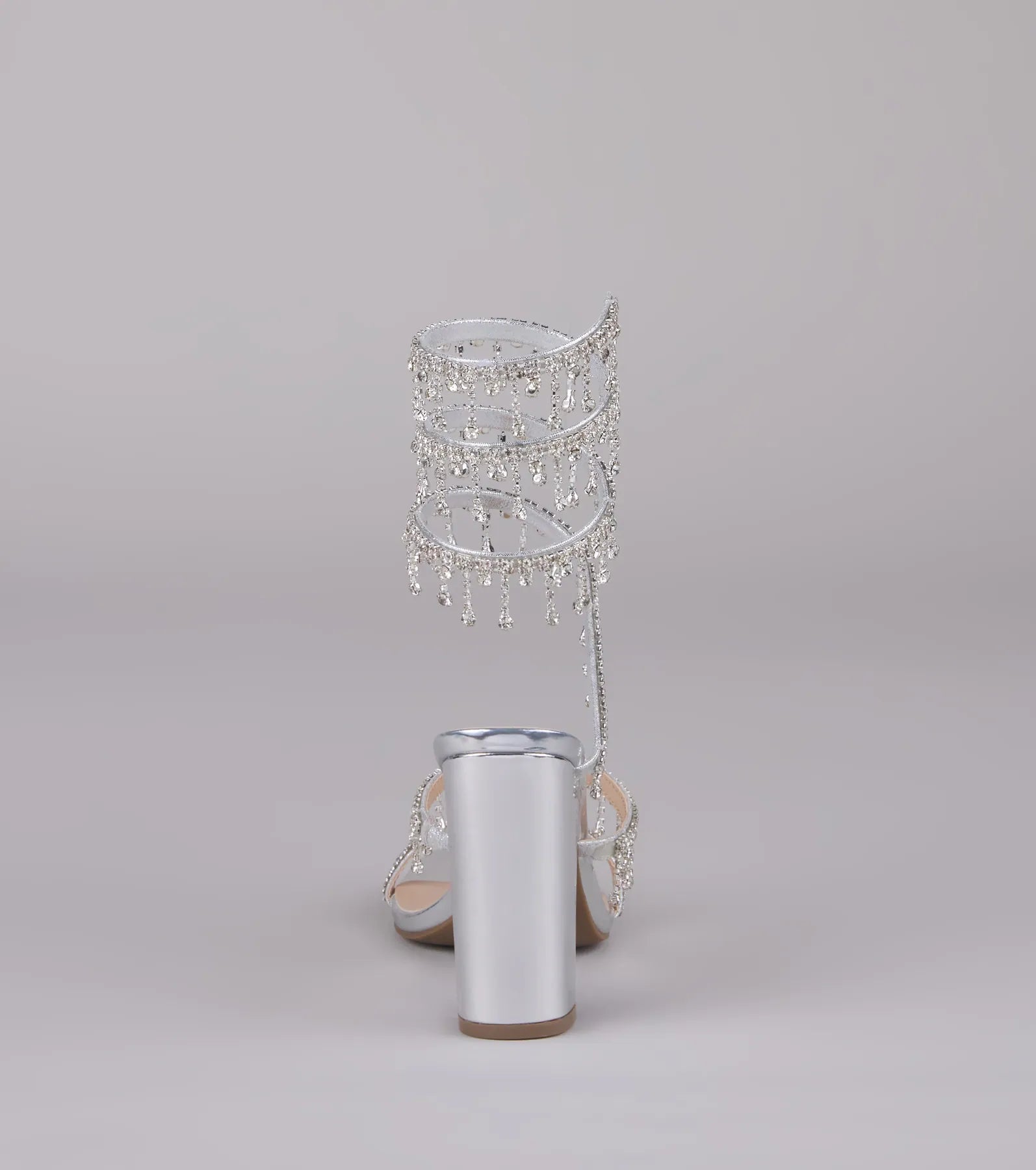 Keep It Gorgeous Rhinestone Spiral Block Heels